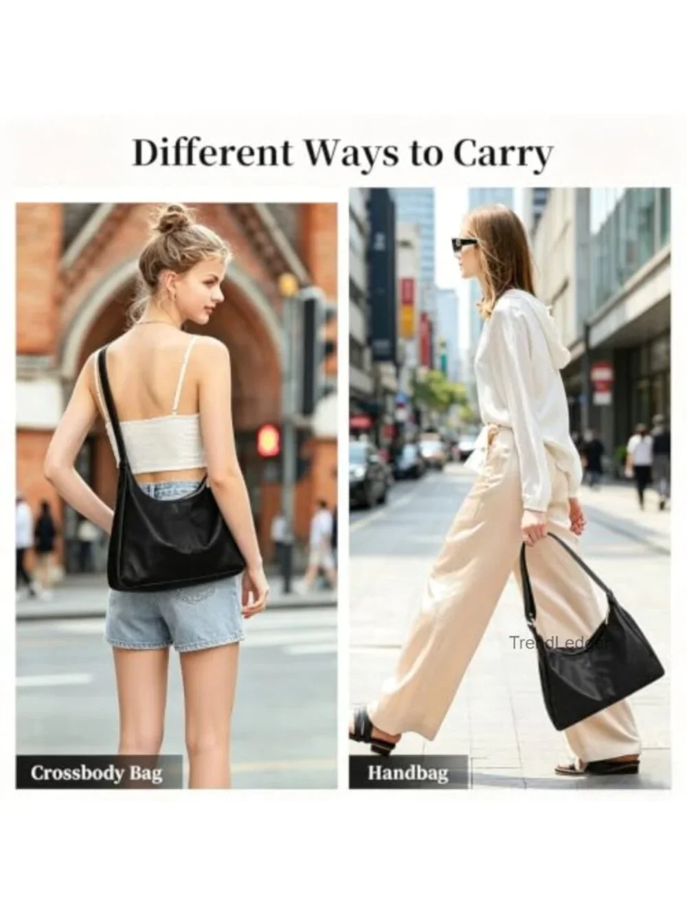 Soft Vegan Leather Hobo Crossbody Bag Slouchy Shoulder Handbag Adjustable Strap